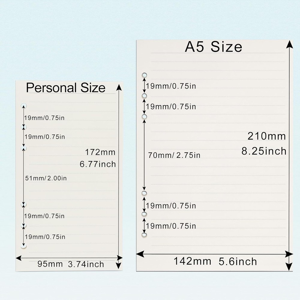 A5 Lined Paper Inserts - 180 Pages, 5 Dividers & Sticky Notes for Study