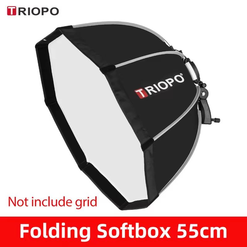 TRIOPO 55cm 65cm Foldable Octagon Softbox Bracket Mount Soft box Handle for Cano