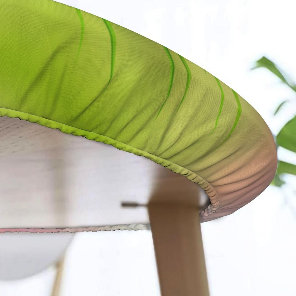 Easter Round Tablecloth with Elastic Edge, Easter Rabbit Egg Fitted Tableclot...