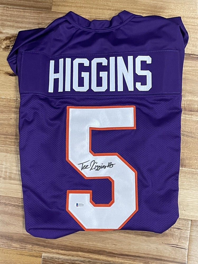 TEE HIGGENS CERTIFIED AUTOGRAPH PURPLE JERSEY