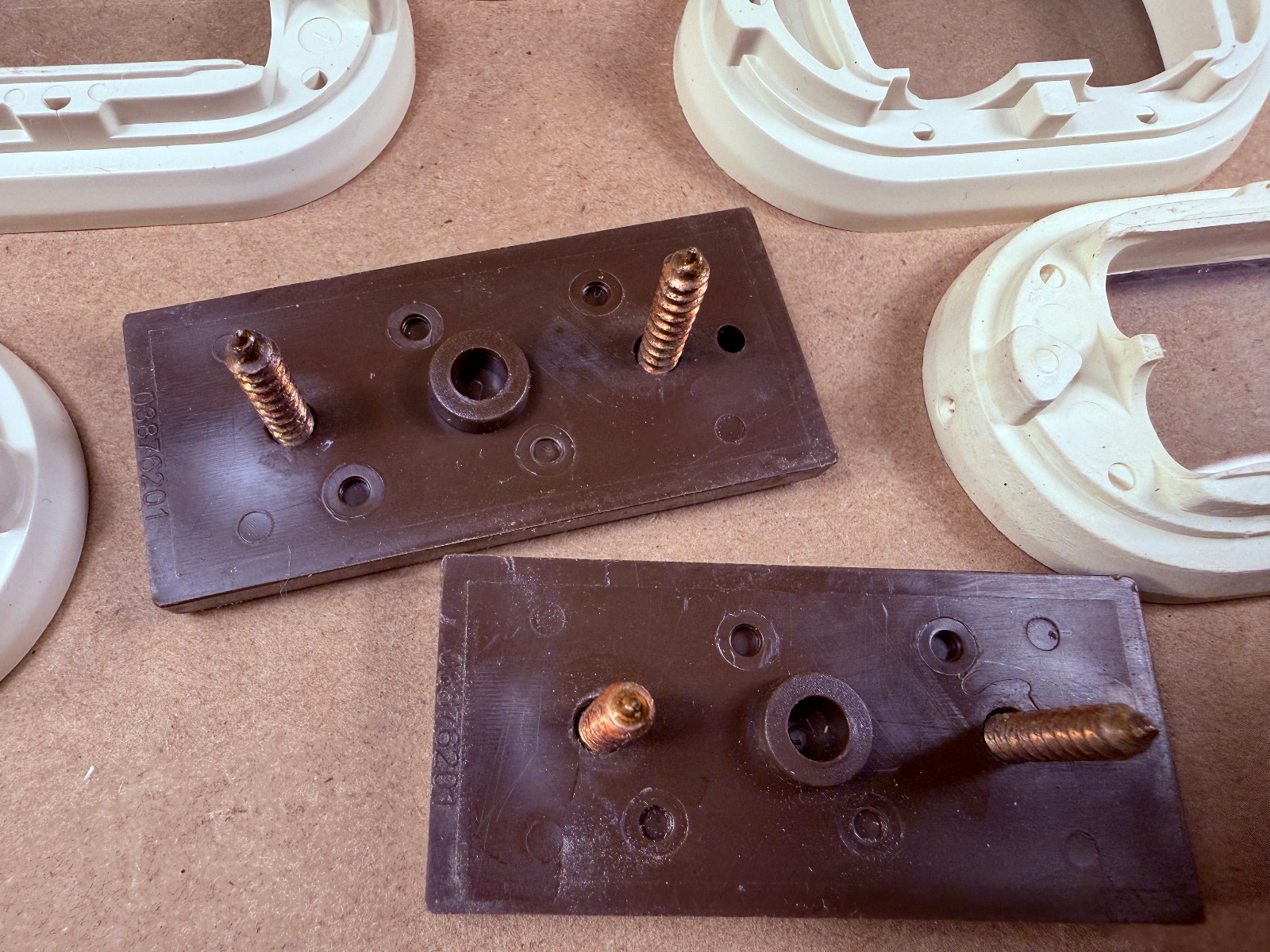 Set of Vintage Stanley Level End Plates Caps with Vial Covers and Surrounds