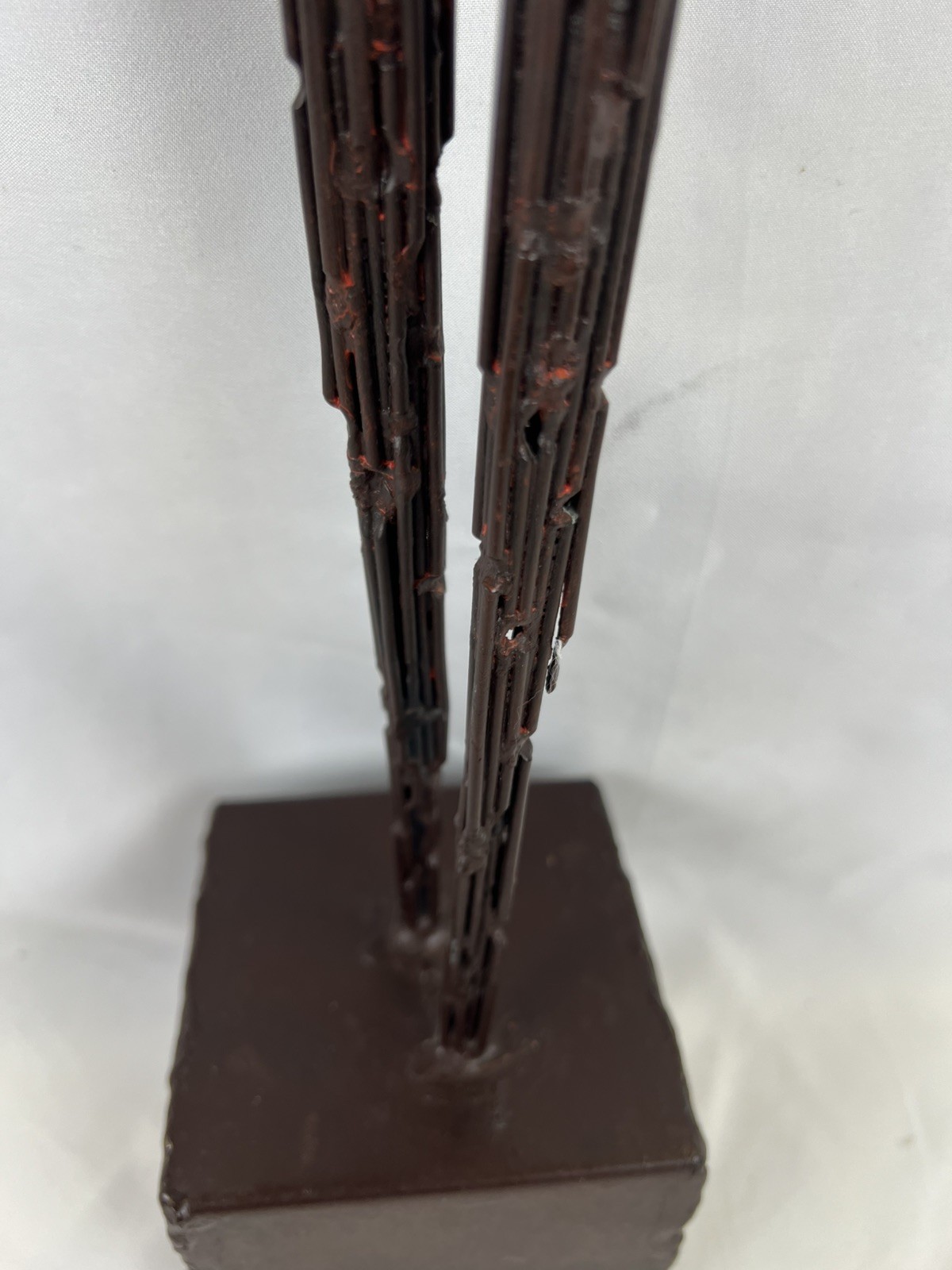 Brutalist Male Welded Nail Art Sculpture Modernist Metal 27” Giacometti Style