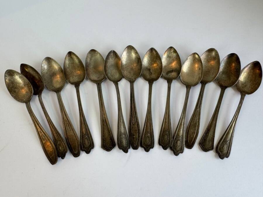 13 Vintage Silver Plated Spoons Lot Various Designs Styles Makers Crafts Art