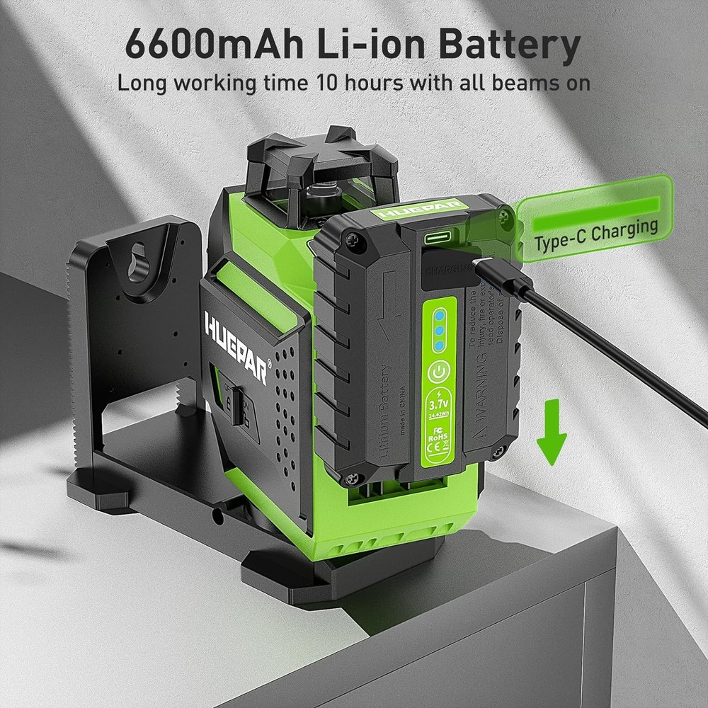 HUEPAR 3D Self Leveling Cross Line Laser Level with Pulse Mode Alignment Tool