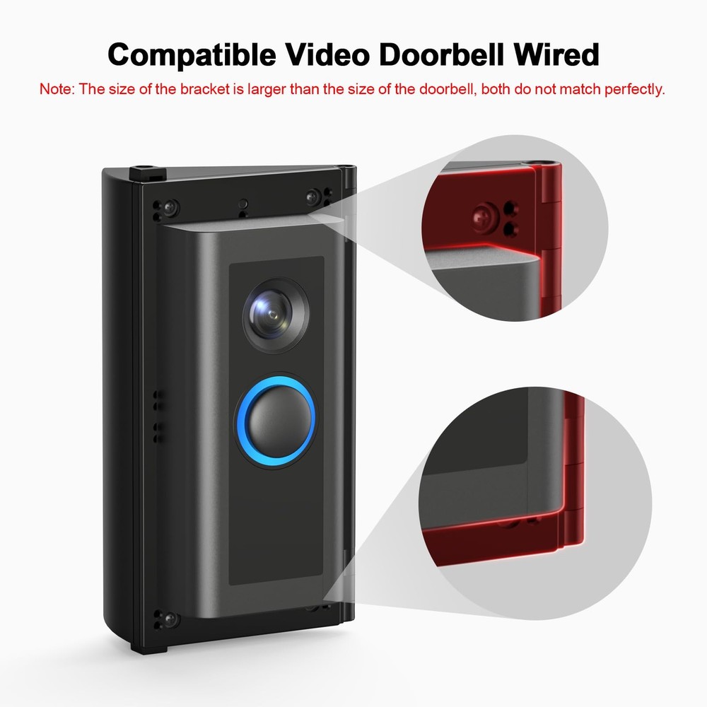 Adjustable Doorbell Angle Mount 30-55 Degree Wedge Bracket Kit