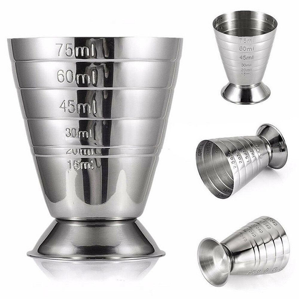 75ml Metal Measure Cup Drink Shot Ounce Jigger Bar Mixed Cocktail Beaker NEW US