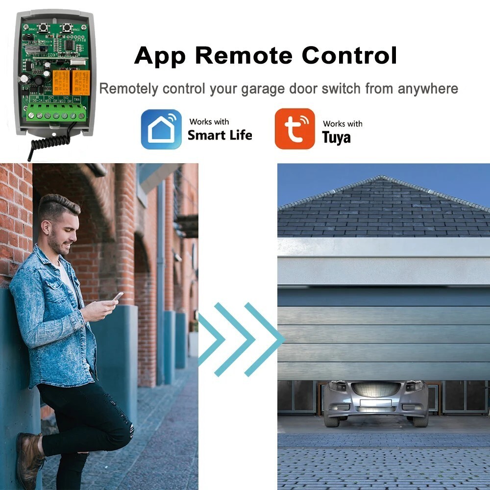 Tuya Wifi Smart Gate Remote Control Switch Garage Door Receiver 2CH Relay Module