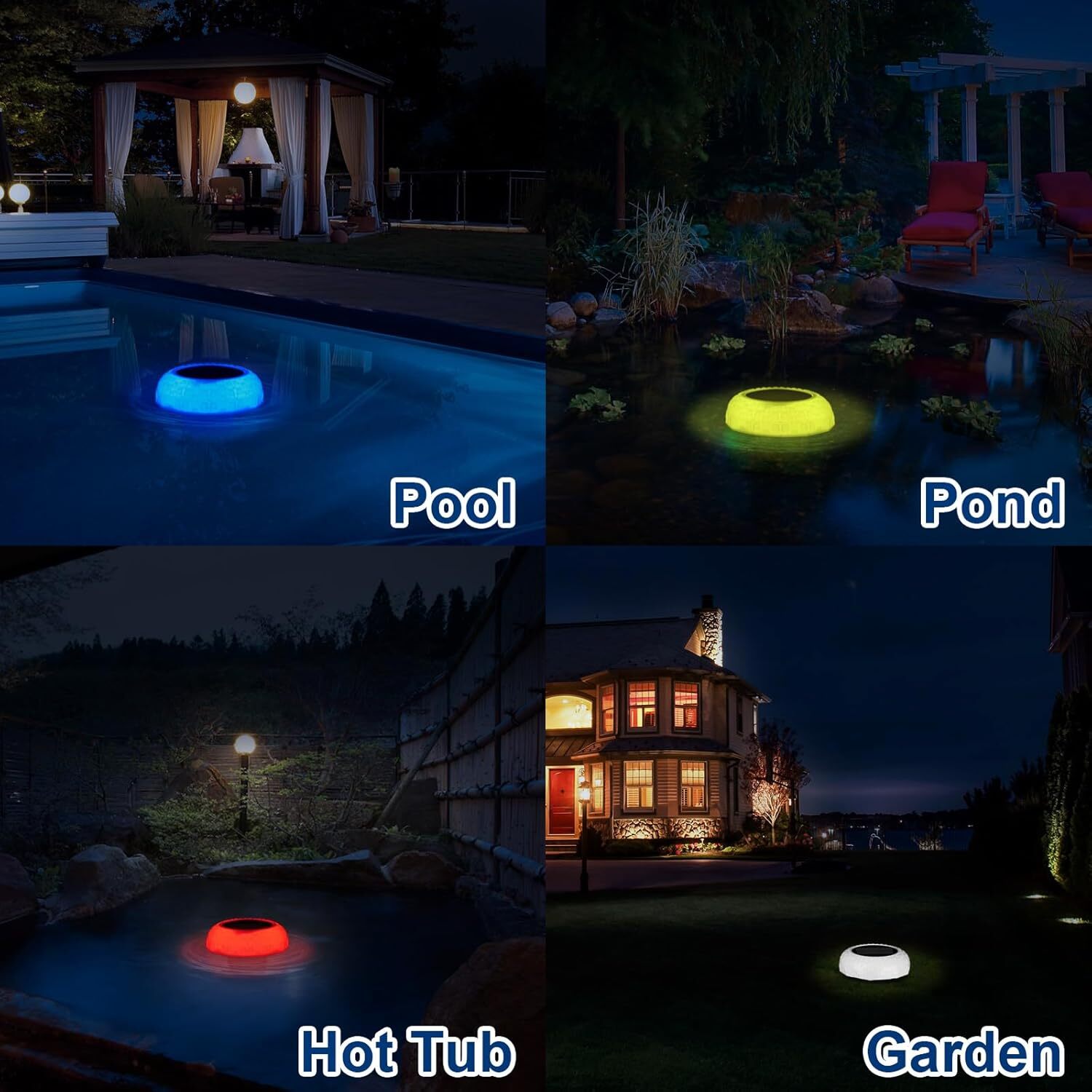 Solar Pool Chlorine Floater with Colorful Lights & Remote - 3" Tablet Dispenser