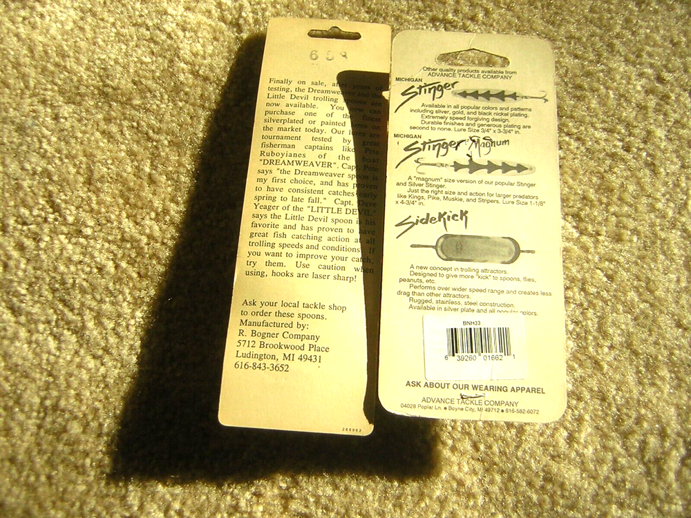 NEW TWO (2) Trolling Spoons- (Stinger & Dreamweaver)-Assorted Colors & Sizes