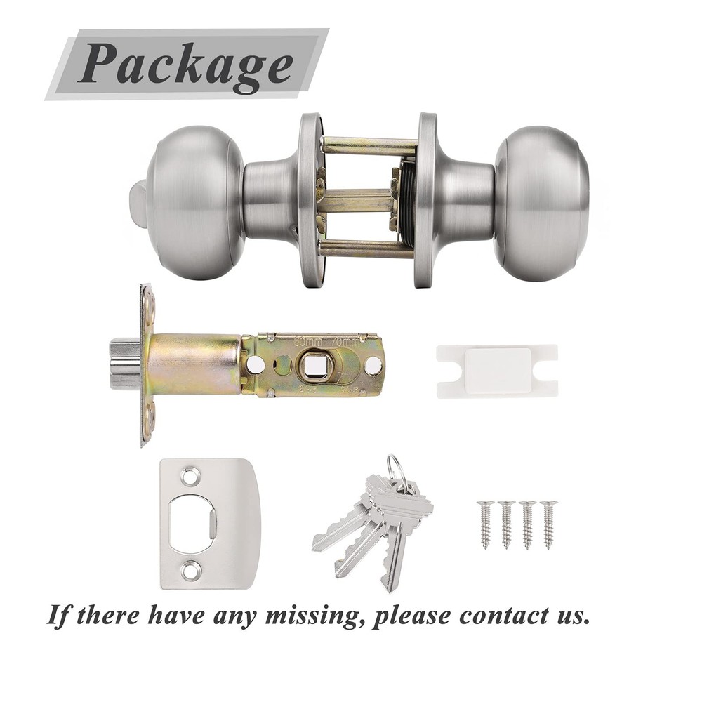 Probrico Colonial Style Door Knobs Locks (Entry, 1 Pack, Brushed Nickel