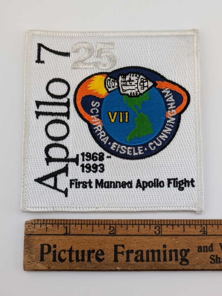 APOLLO 7  25TH 1968-1993 FIRST MANNED APOLLO COMMEM FLIGHT CLOTH BACK PATCH 4"