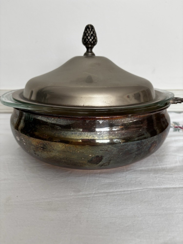 Sheffield Silver #1128 Serving Bowl With Lid & Pyrex Dish