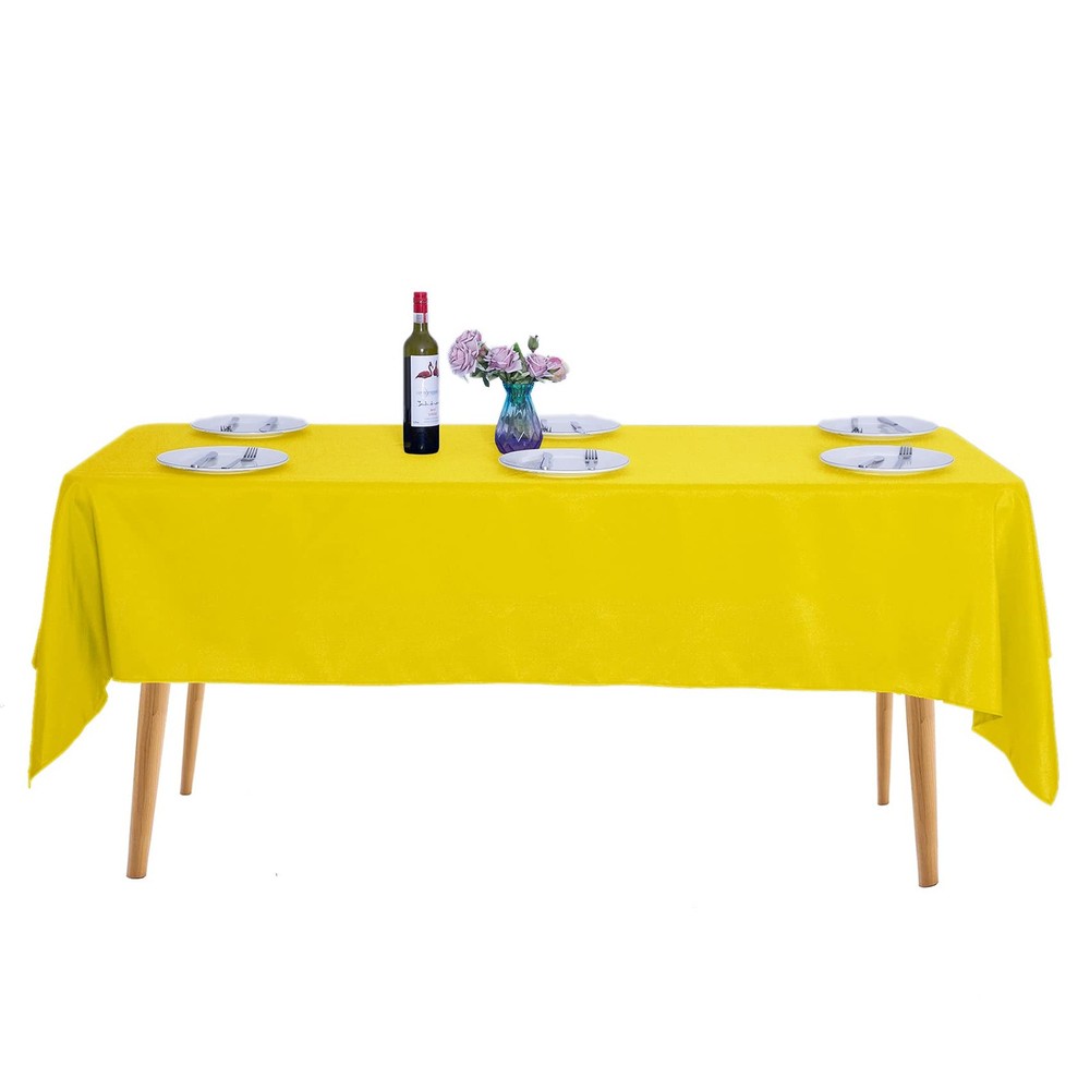 2 Pack 60x102" Yellow Rectangular Tablecloth for 6 Feet Table Polyester