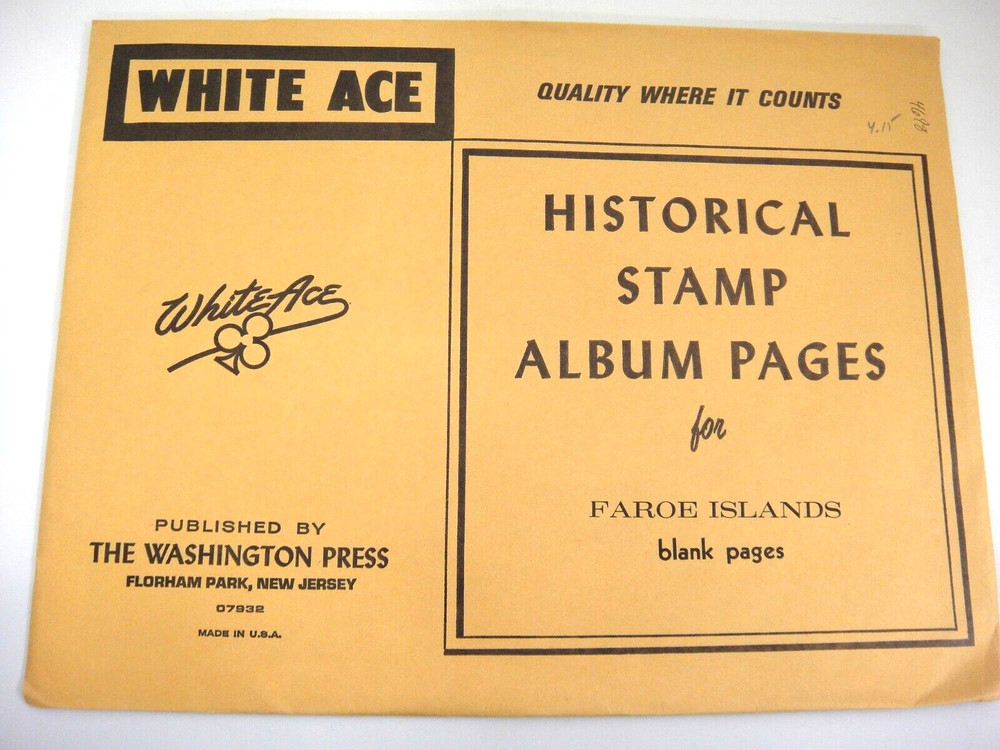 White Ace Faroe Islands Postal Issues 10 Blank Illustrated Border Pages NOS