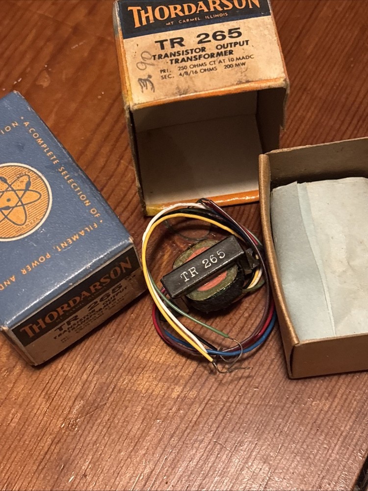 Thordarson TR 265 transistor output transformer NOS 250 Ohms CT @ 10 MADC