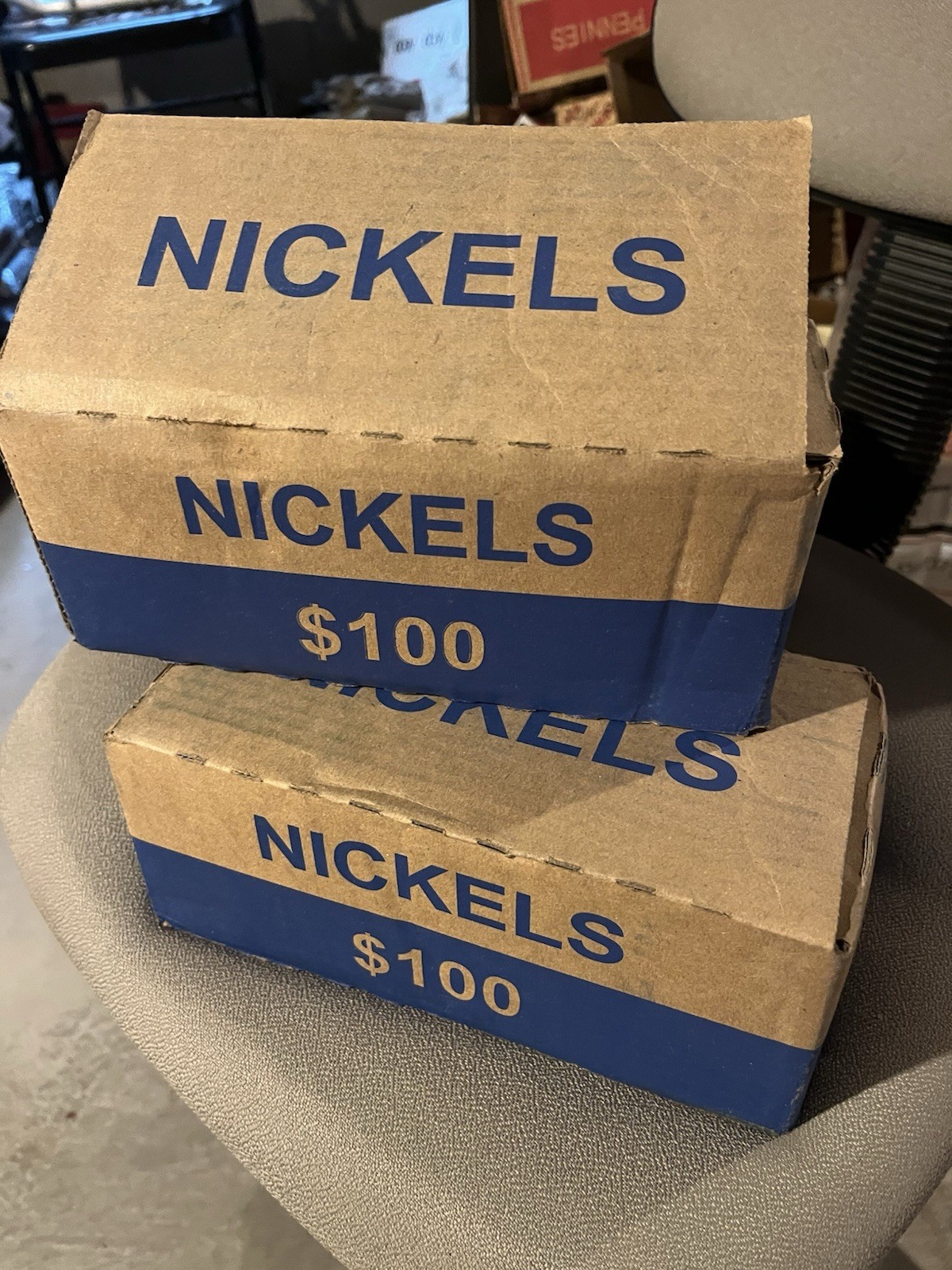Box of 50 Rolls Circulated Nickels Face Value $100 - Free Shipping Bank Rolled