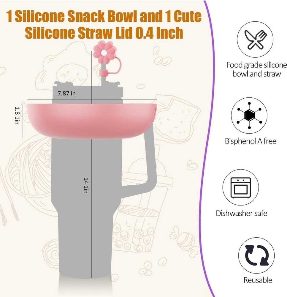 Snack Tray For 40oz Stanly Cup (Pink)
