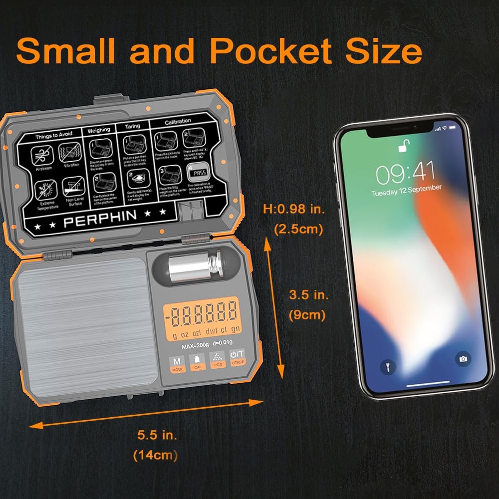 Pocket Scale, Dual Powered, Precision Gram Scale with Zipper Case, Digital Sm...