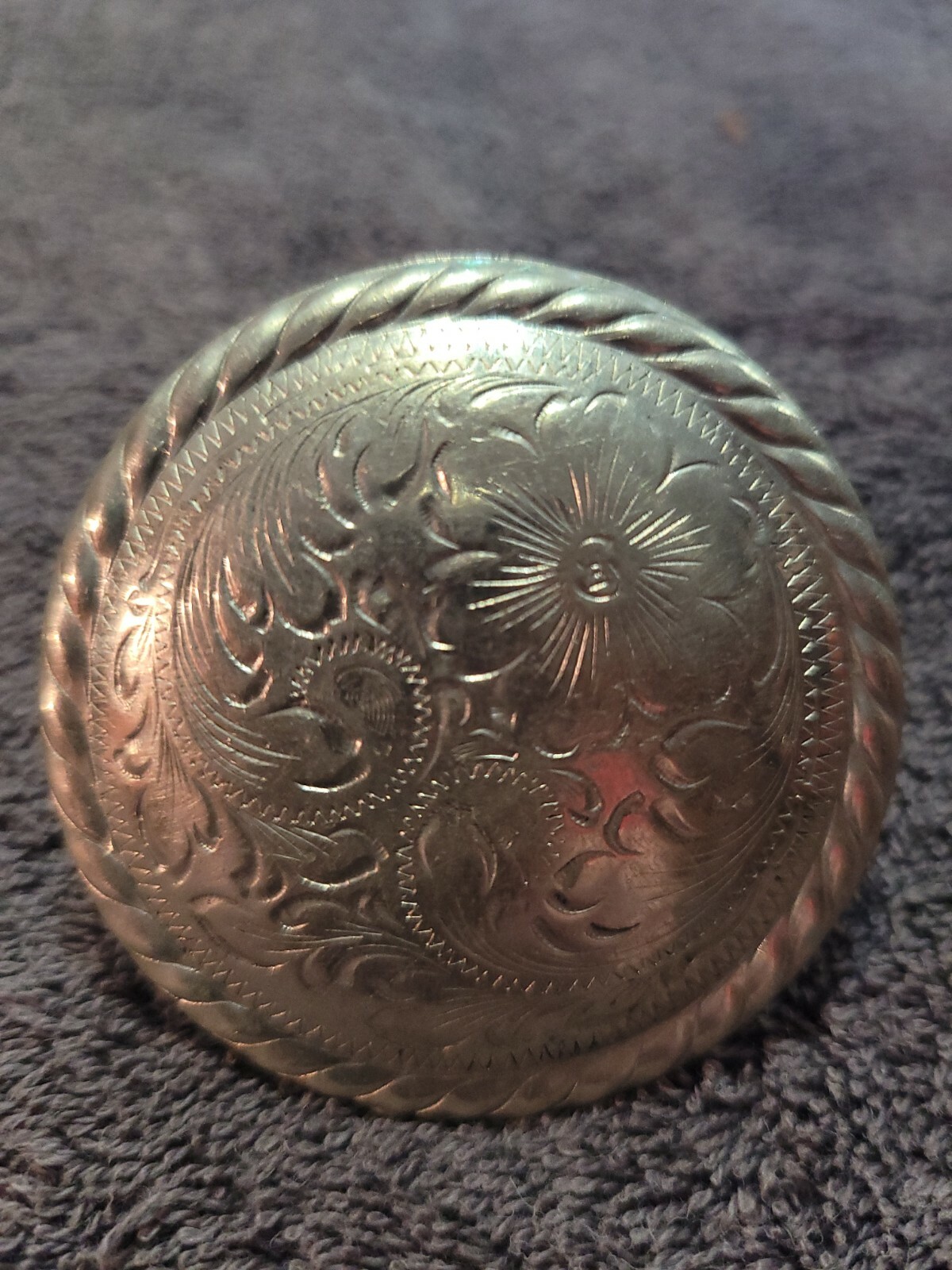 Saddle Concho Floral  Rope edge  screw in 2 1/4  in