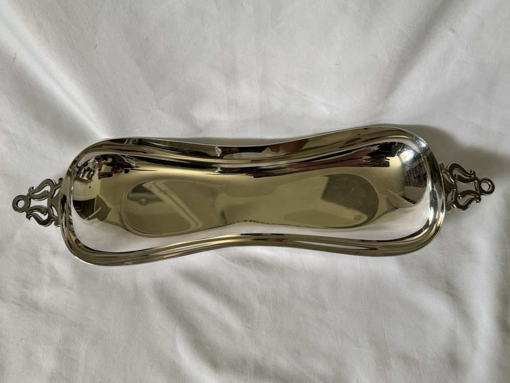 Sheffield Silverplate Handled Bread Tray Serving Dish 17” x 4”