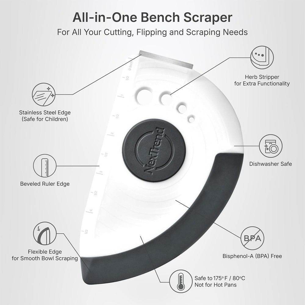 Bakerscraper – 5-In-1 Flexible Bowl Scraper, Bench Scraper and Dough Scraper
