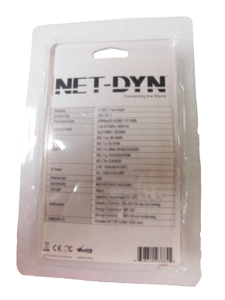 NET-DYN Duel-Band 600Mbps AC Wireless USB Adapter-2 Pack