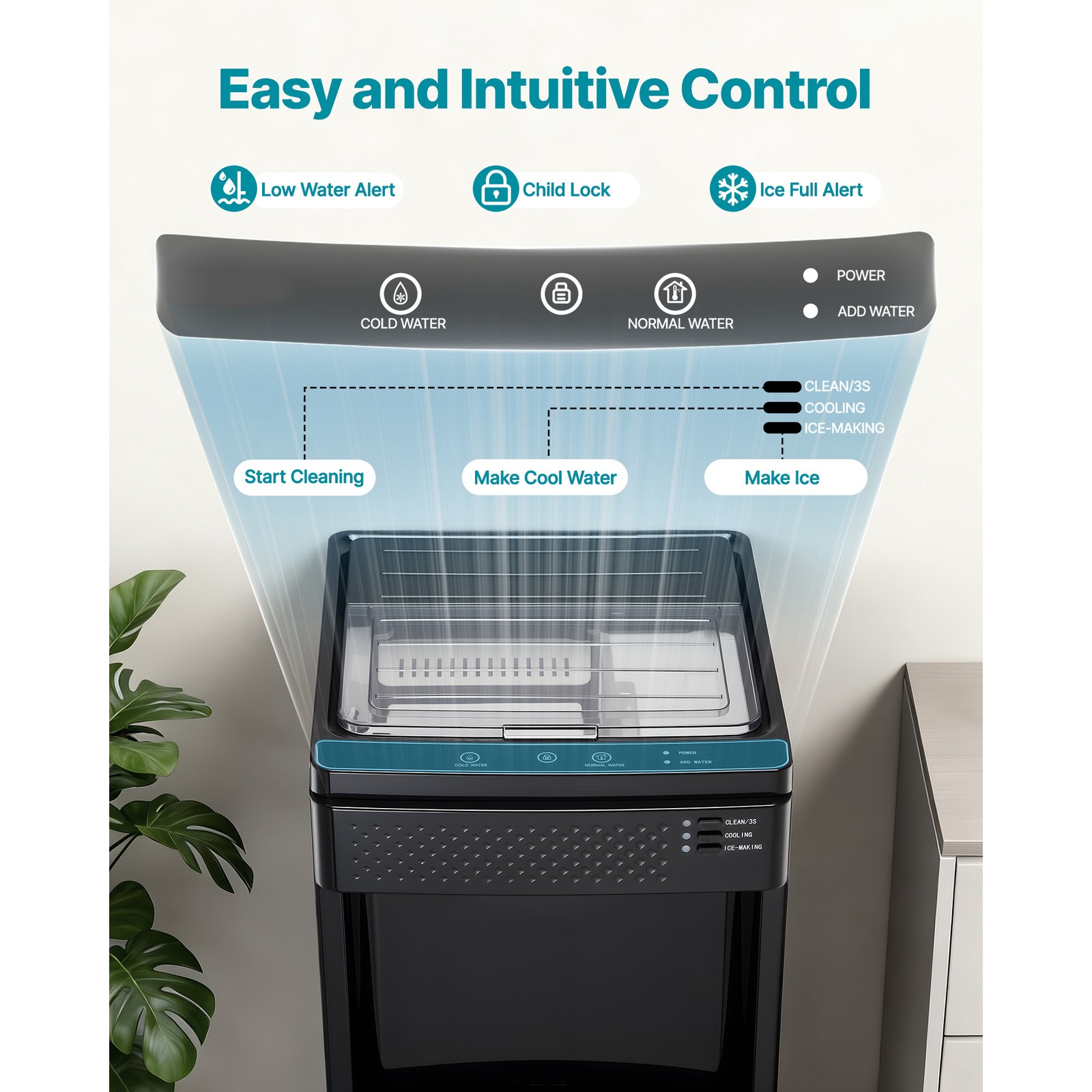 Uimoso 3-in-1 Floor-Standing Water Dispenser with Ice Maker for Home Use