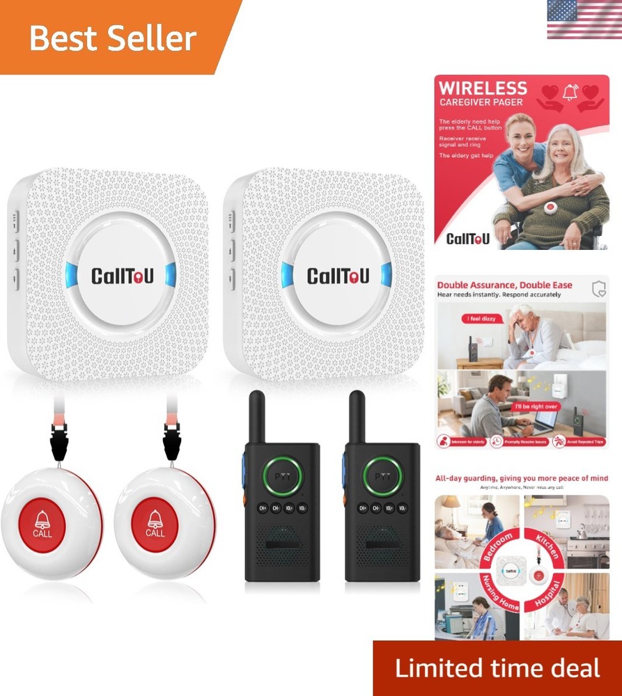 Caregiver Pager Wireless Alert Button Home Intercom System Long Range 2 Way Radi