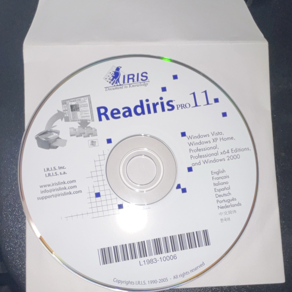 IRIS Readiris PRO 11 OCR Software CD Windows Vista/XP/2000 Multilingual