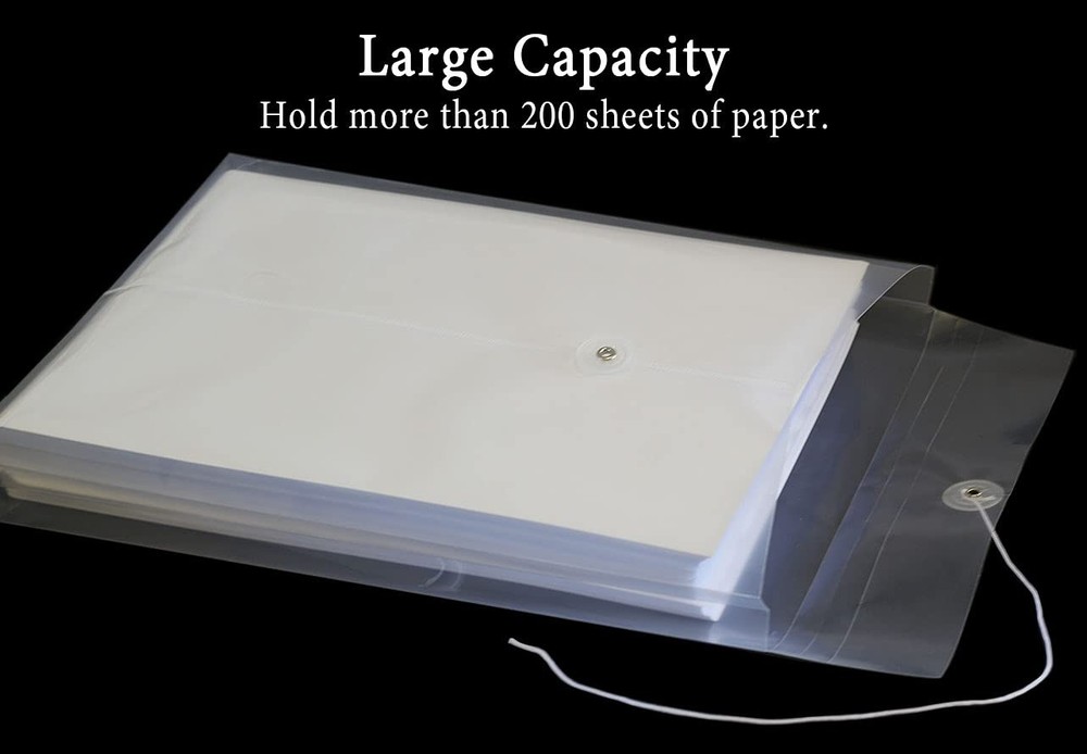Letter Size Clear Poly Envelopes with String Closure 20 Pack, EGOSKY Plastic Env