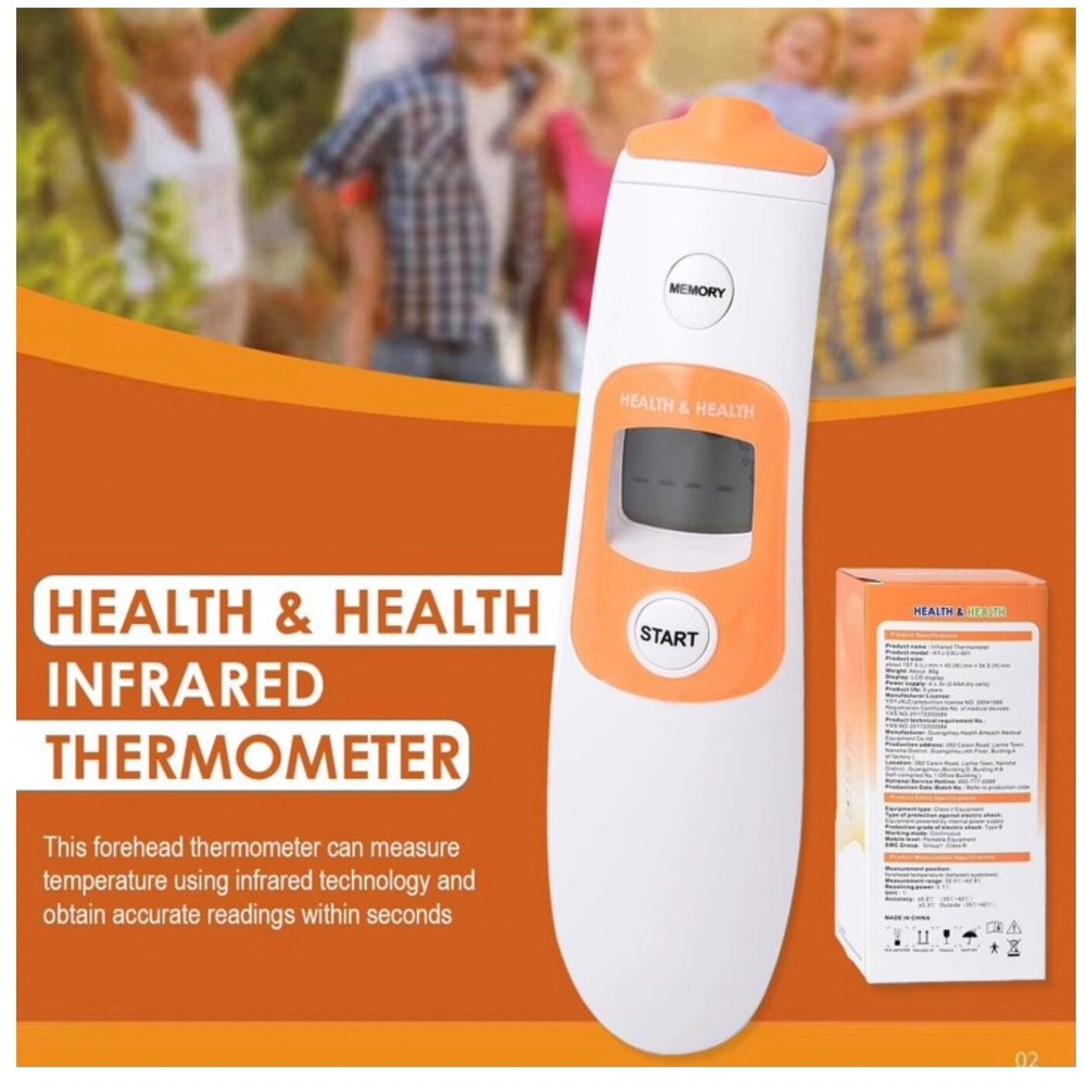 Digital Infrared No Touch Forehead Thermometer 3 Color LCD Display w/ Memory
