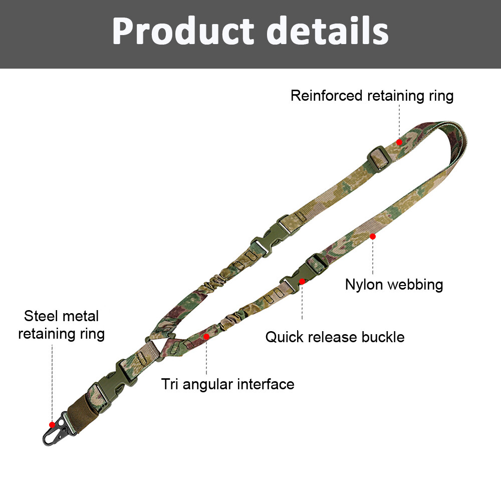 Single Point Rifle Sling Bungee Adjustable Strap MLOK Quick Release Sling Swivel