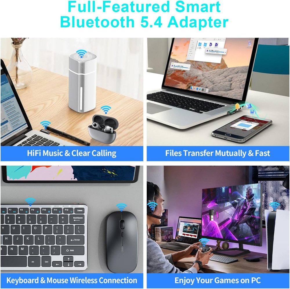 Mini USB Bluetooth 5.4 Adapter for Laptop PC, Wireless Transmitter Dongle for...