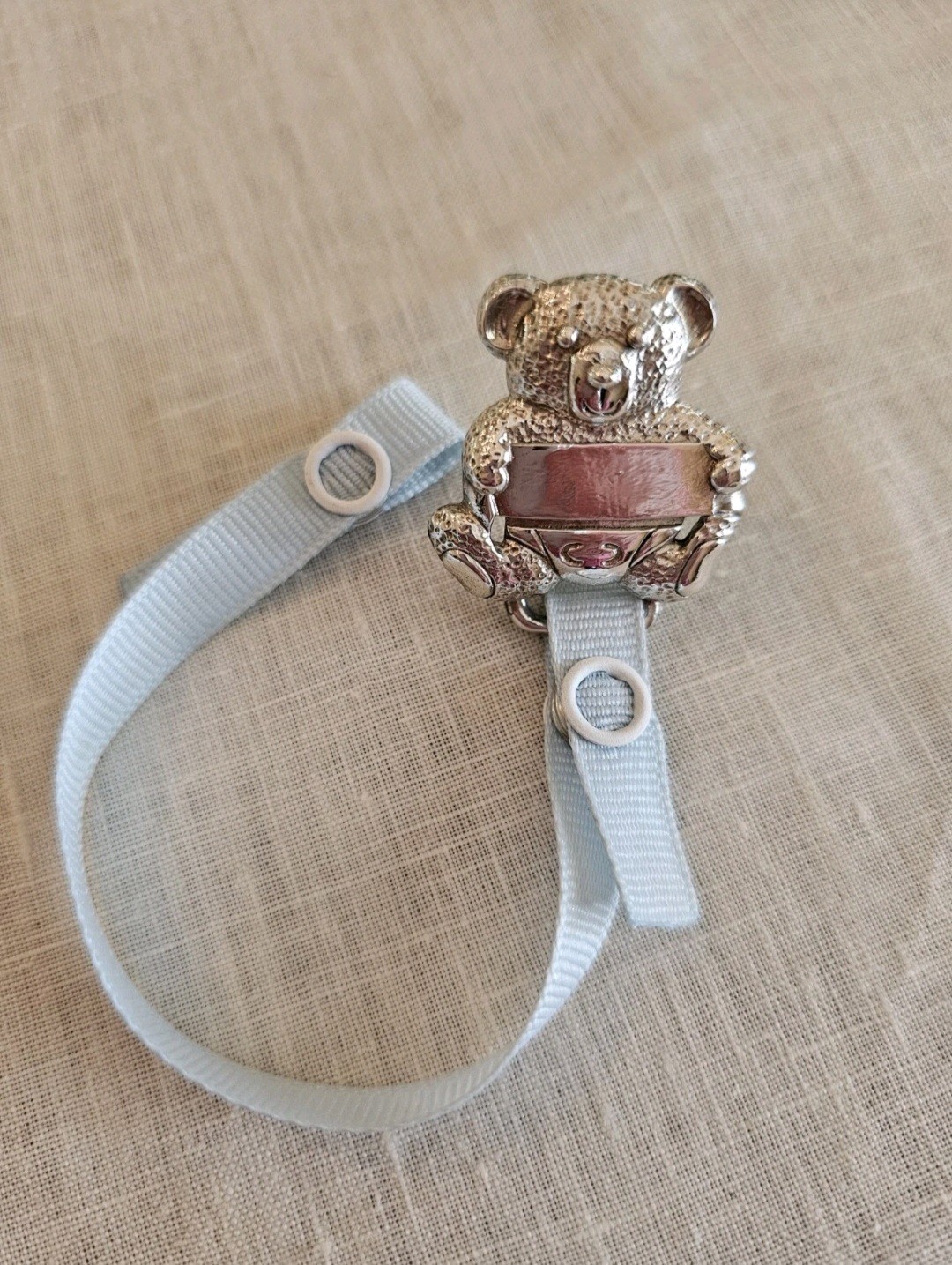 Empire Sterling Silver Teddy Bear Baby Boy Pacifier Clip .925 Blue Engravable