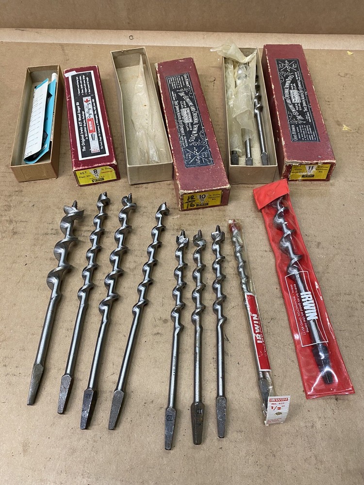 Assortment Of IRWIN WOOD AUGER BITS BRACE Bits NOS