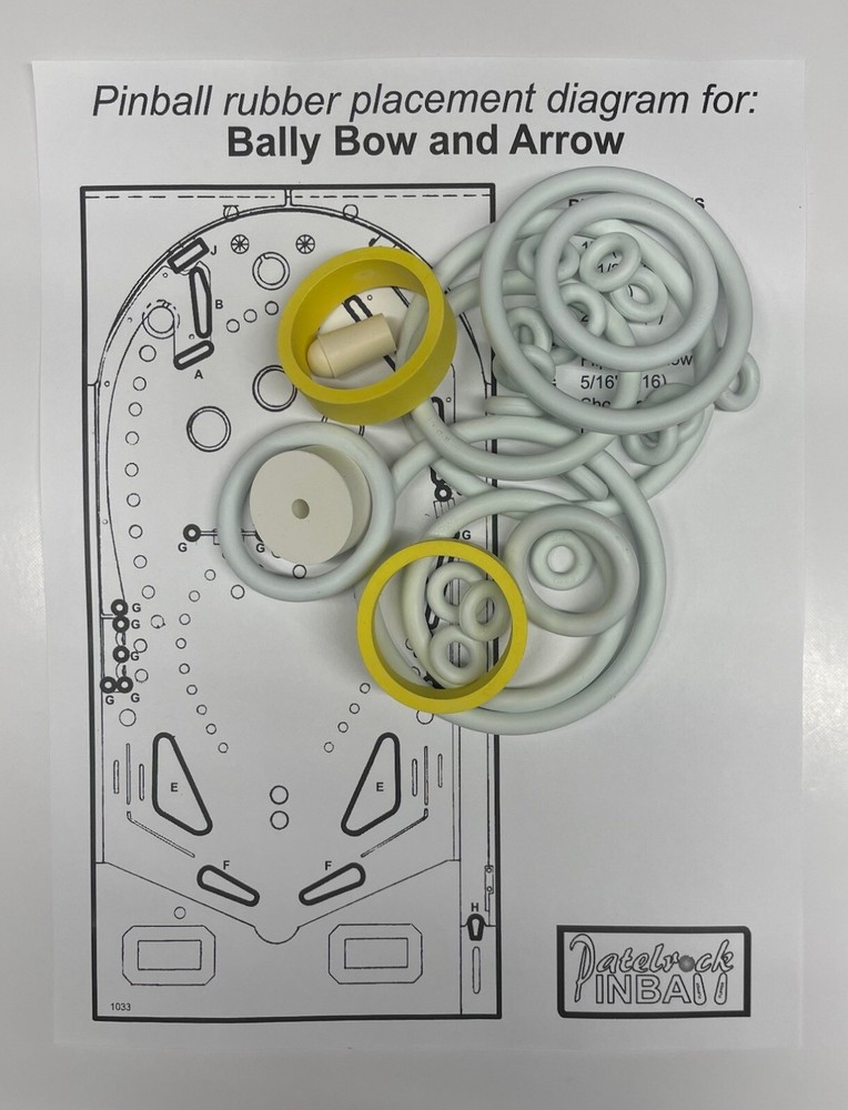 1975 Bally Bow and Arrow Pinball Machine Rubber Ring Kit
