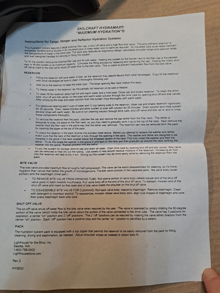 Skilcraft Hydramax Maximum Hydration System Stinger Bladder Camo Pack 100 oz.