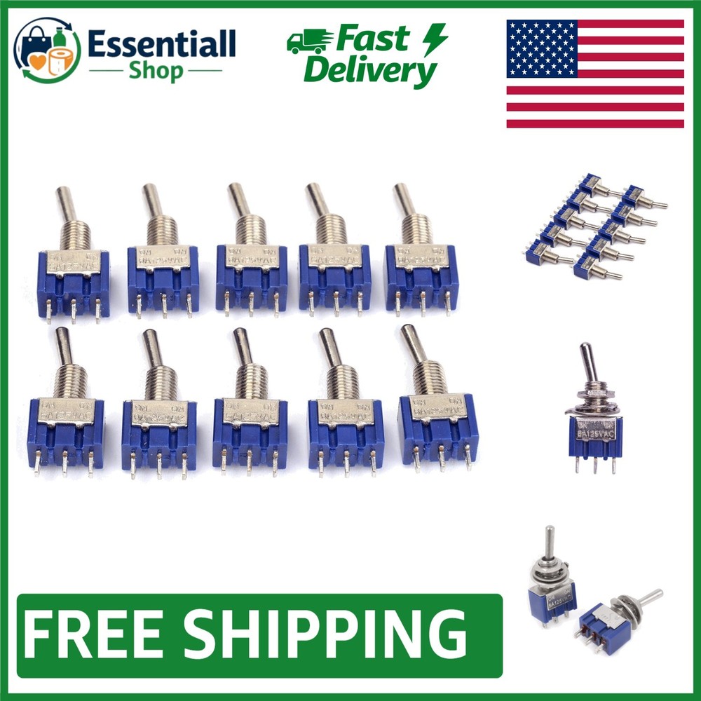 10-Pack AC 125V 6A SPDT Toggle Switch - Easy Installation for Versatile Use
