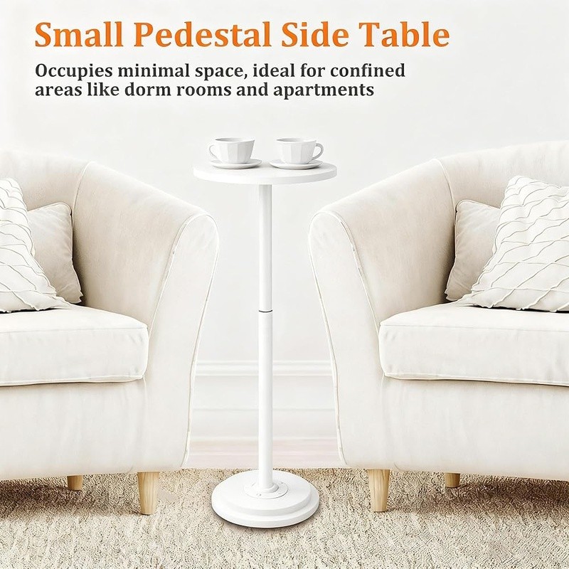 Height Adjustable Round Side Table Drink Tray 88lbs Capacity Compact Design New