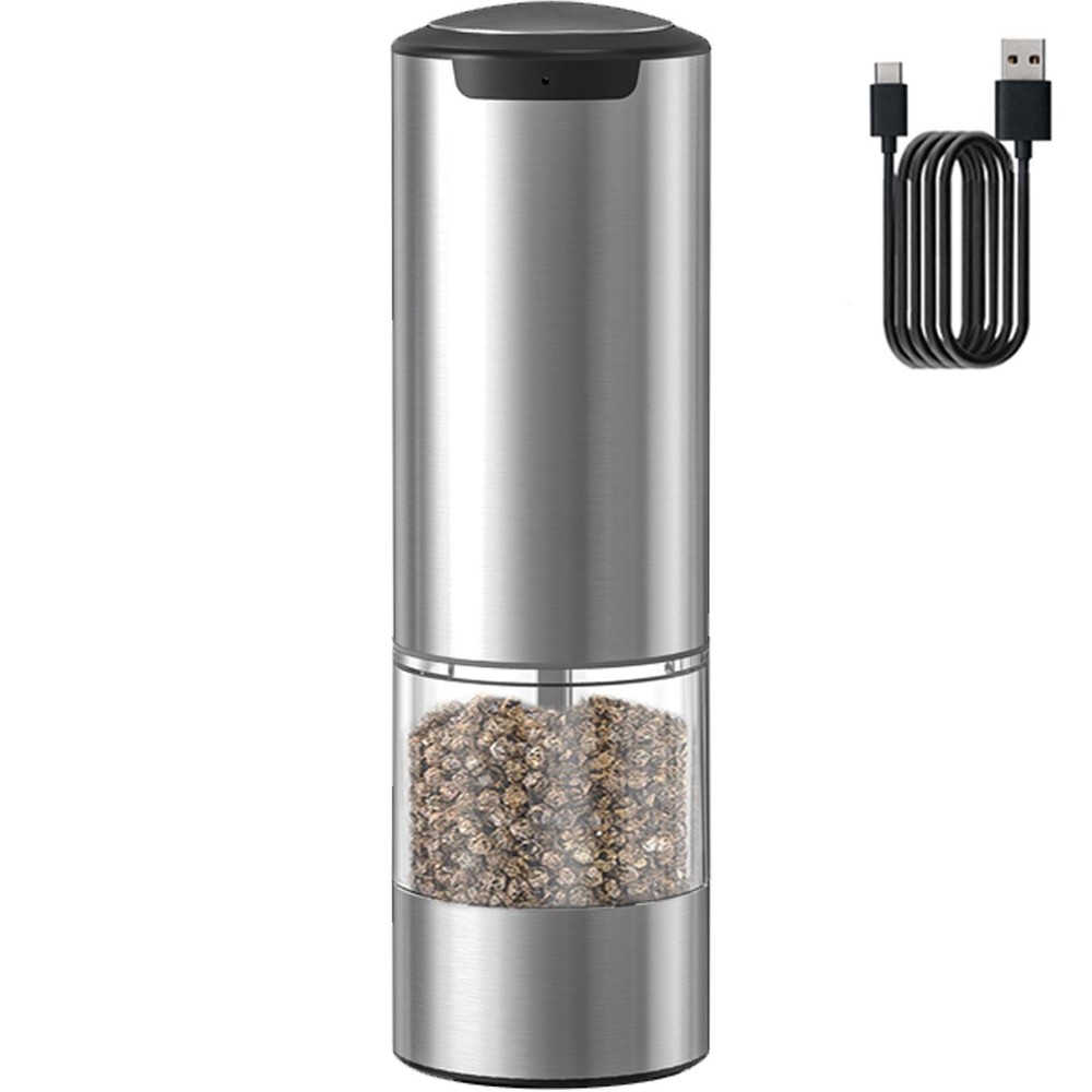 Pepper Grinder, Rechargeable Automatic Pepper Mill Grinder with Light, Hand O...
