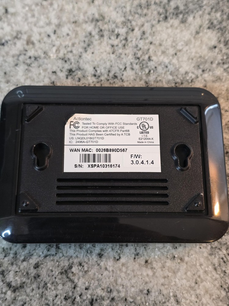 Actiontec GT701D DSL Modem Router Ethernet Single Port Internet Network Device
