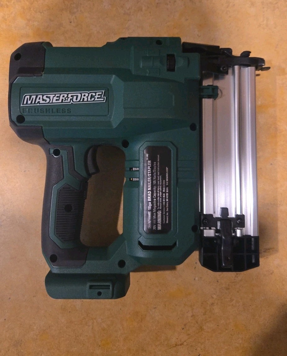 Masterforce 20v Brushless Cordless 18g Brad Nailer / Stapler 241-0497 Tool Only