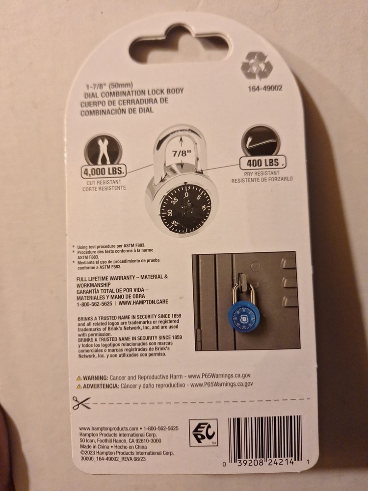 Brinks Standard Security Dial Combination Lock