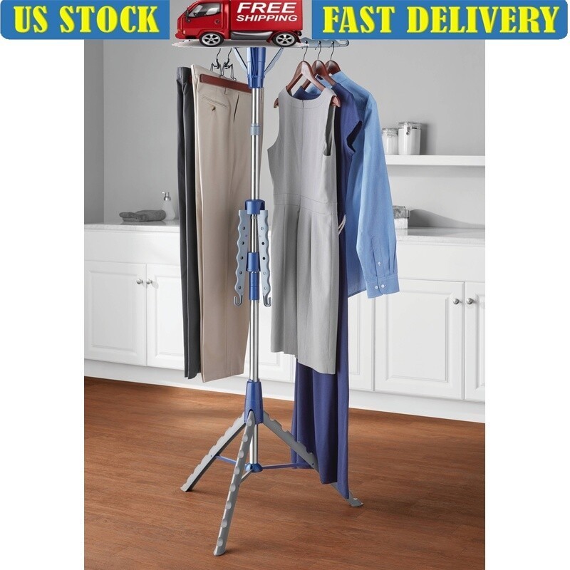 Space-Saving 2-Tier Tripod Drying Rack Portable Collapsible Laundry Organizer US