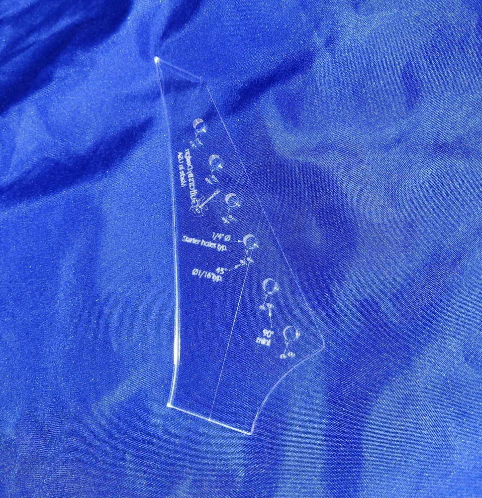 Custom Guitar Neck Headstock Router Template + Tuner Drill Pattern HSJF