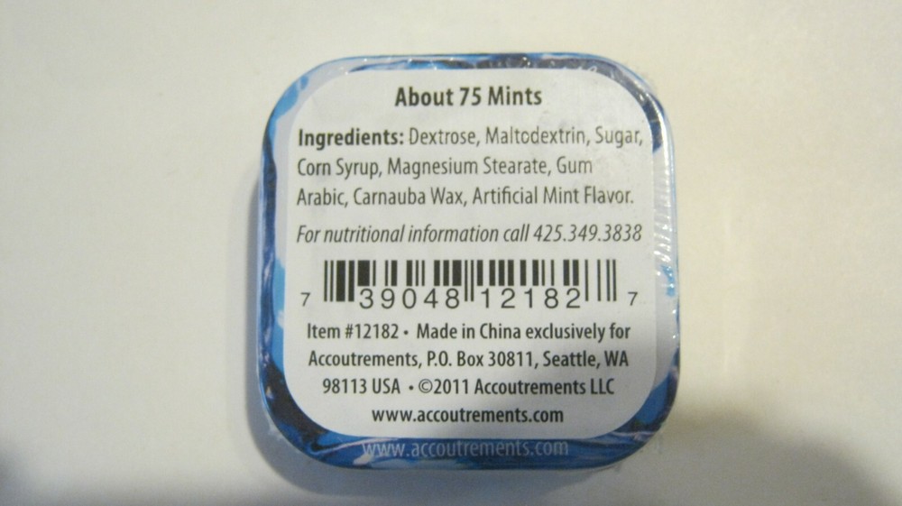 Accoutrements Archie McPhee Tiny Cube Mints, Aprox 75 Mints, Sealed Tin (026-5)