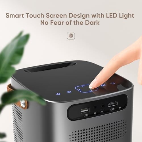 [Unique Handle Design] Mini-Projector, Mini Projector with 5G WiFi and Silver