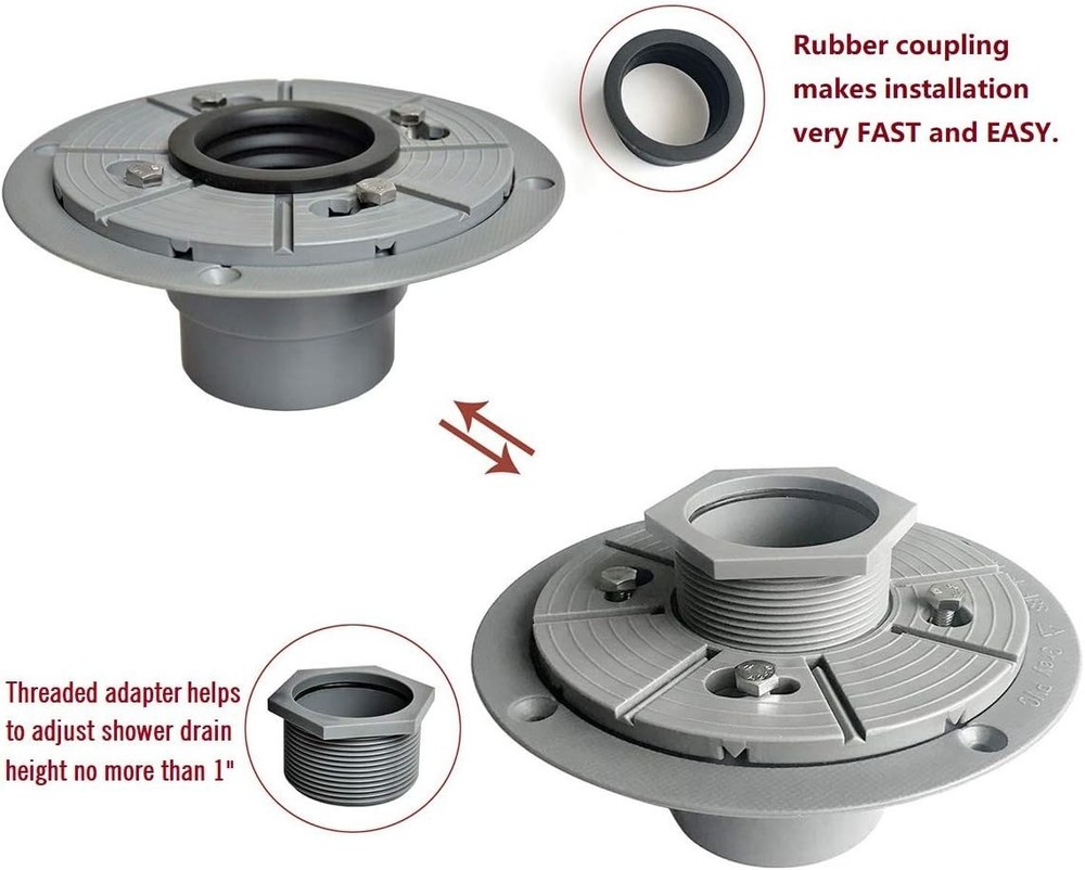 Versatile 2" PVC Drain Base Kit - Ideal for Square & Linear Shower Installations