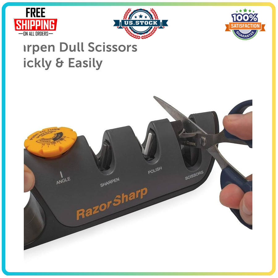 RazorSharp Knife Sharpener with Adjustable Angle, Diamond Ceramic Stones