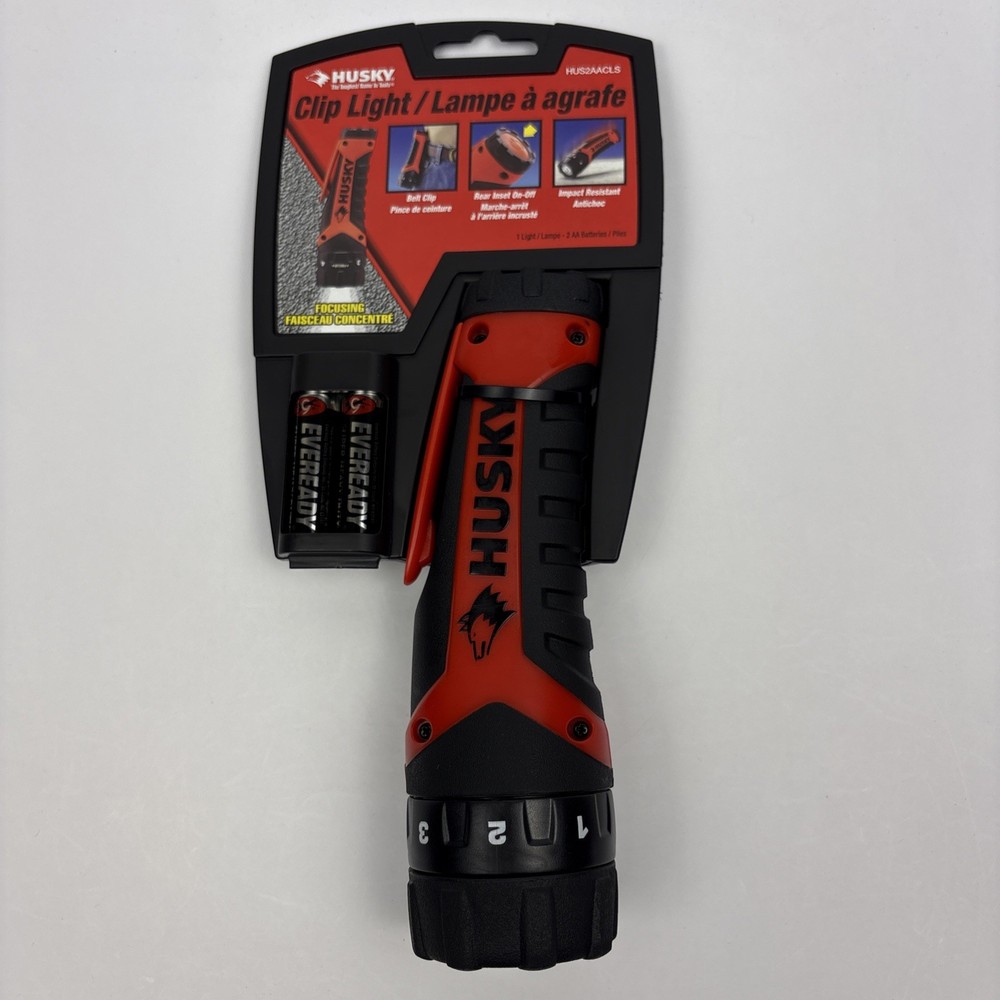 Husky Clip Light Flashlight HUS2AACLSN NEW Sealed w/ Clip Work Light (Read)